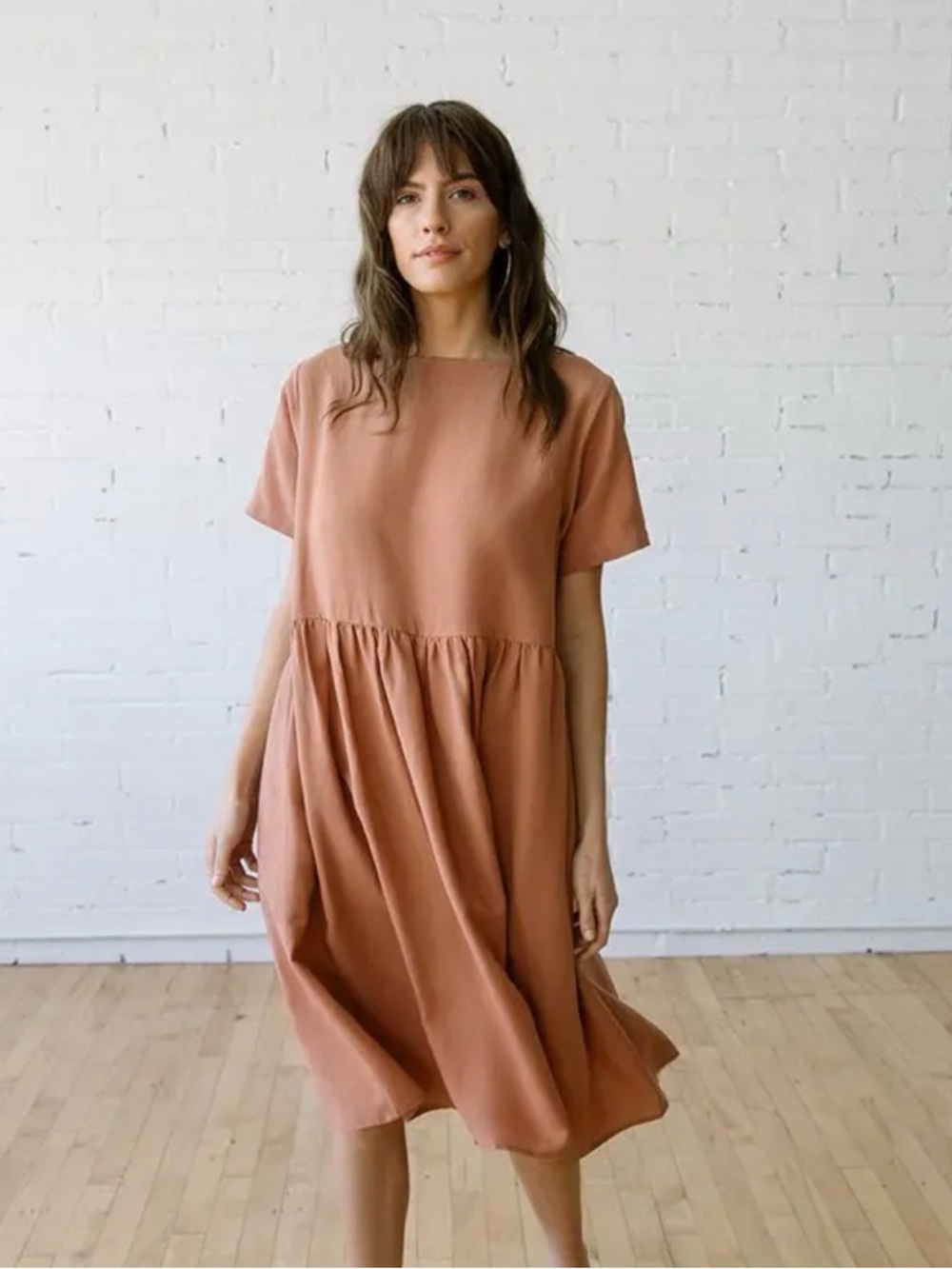 Tradlands Short Sleeve Babydoll Dress in Clay